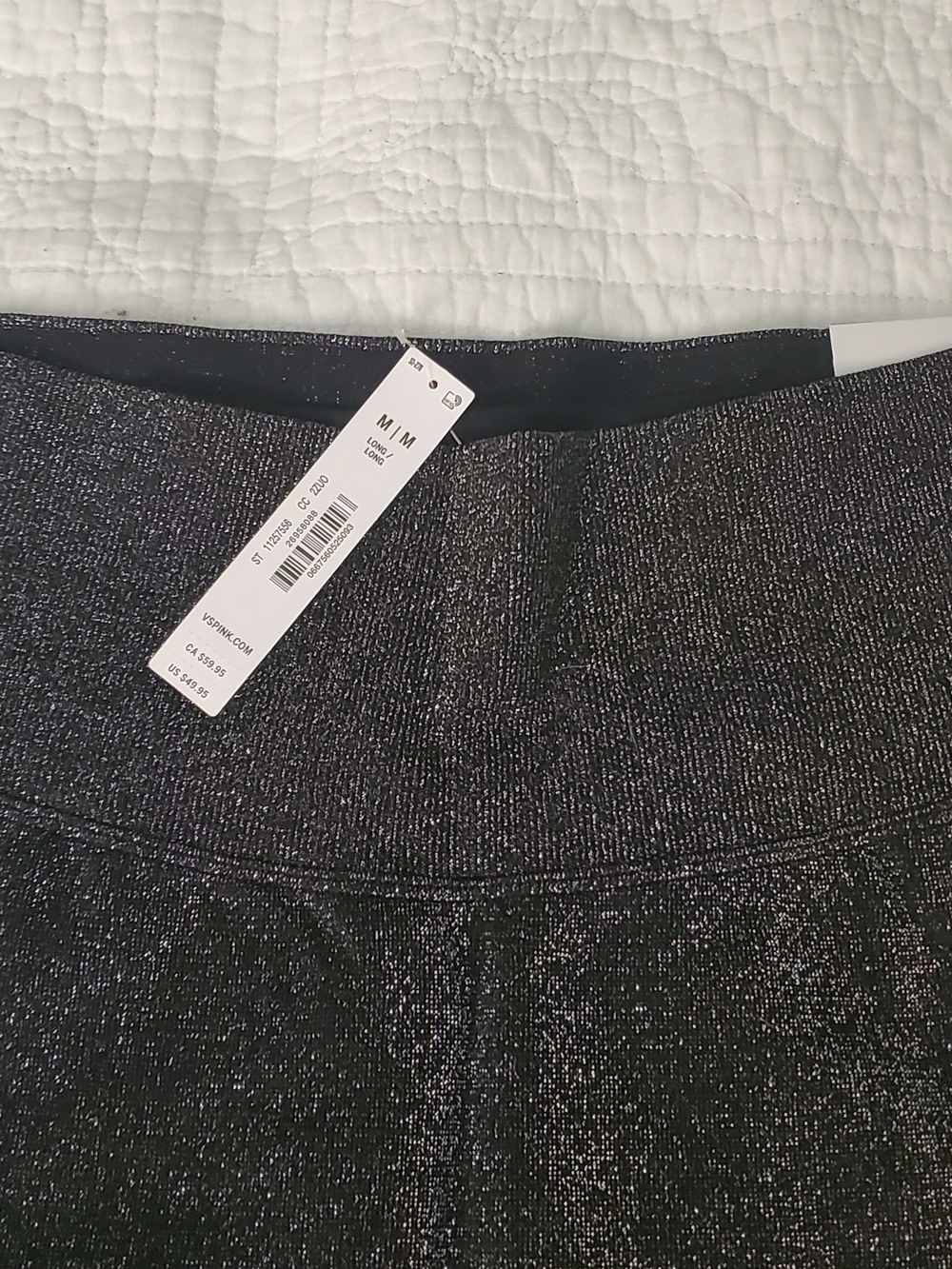 VS PINK Seamless Classic Leggings Shimmer Black - Medium NWT - Picture 3 of 7